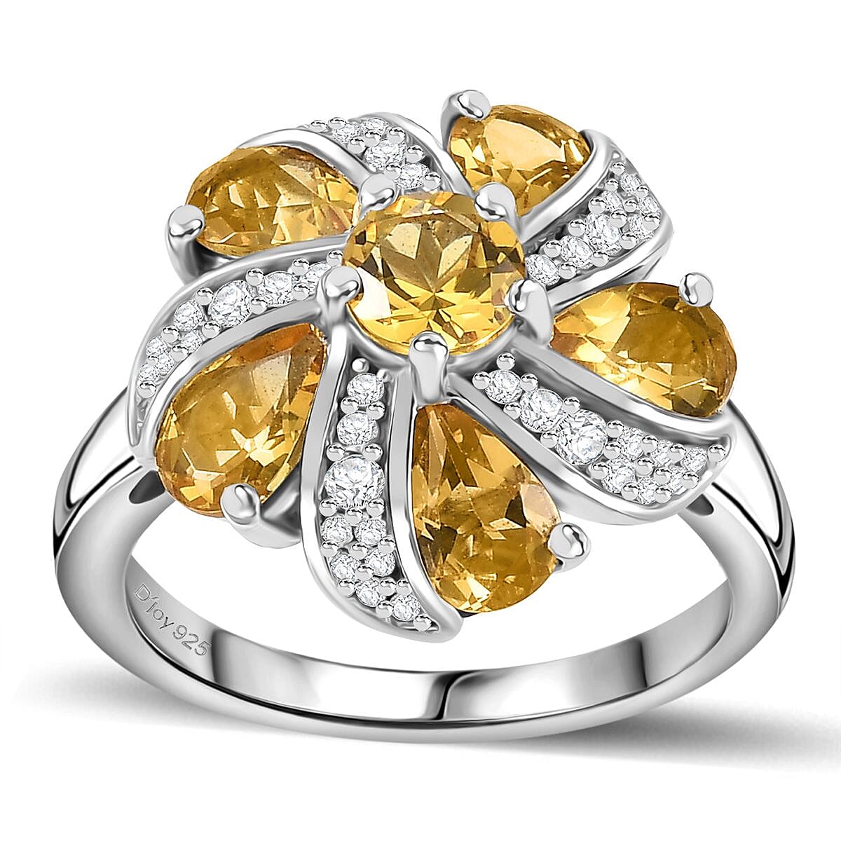 Brazilian Heliodor, White Zircon Ring in Rhodium Over Sterling Silver (Size 10.0) 2.65 ctw