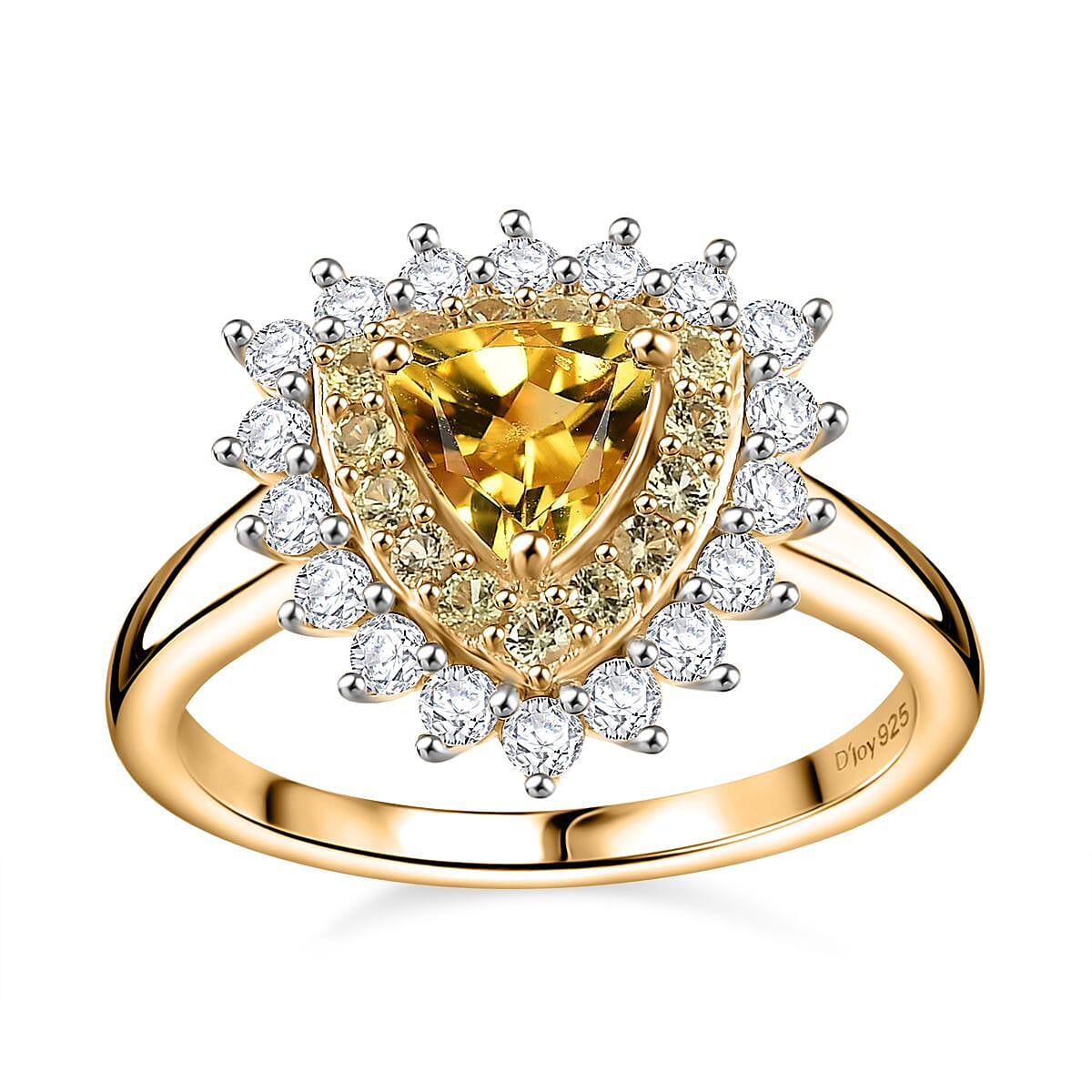Premium Brazilian Heliodor and Multi Gemstone 1.40 ctw Ring in 18K Vermeil Yellow Gold Over Sterling Silver (Size 10.0)