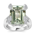 GP AAA Montezuma Prasiolite and Multi Gemstone 12.85 ctw Ring in Rhodium Over Sterling Silver (Size 7.0) - Sticky add to cart bar