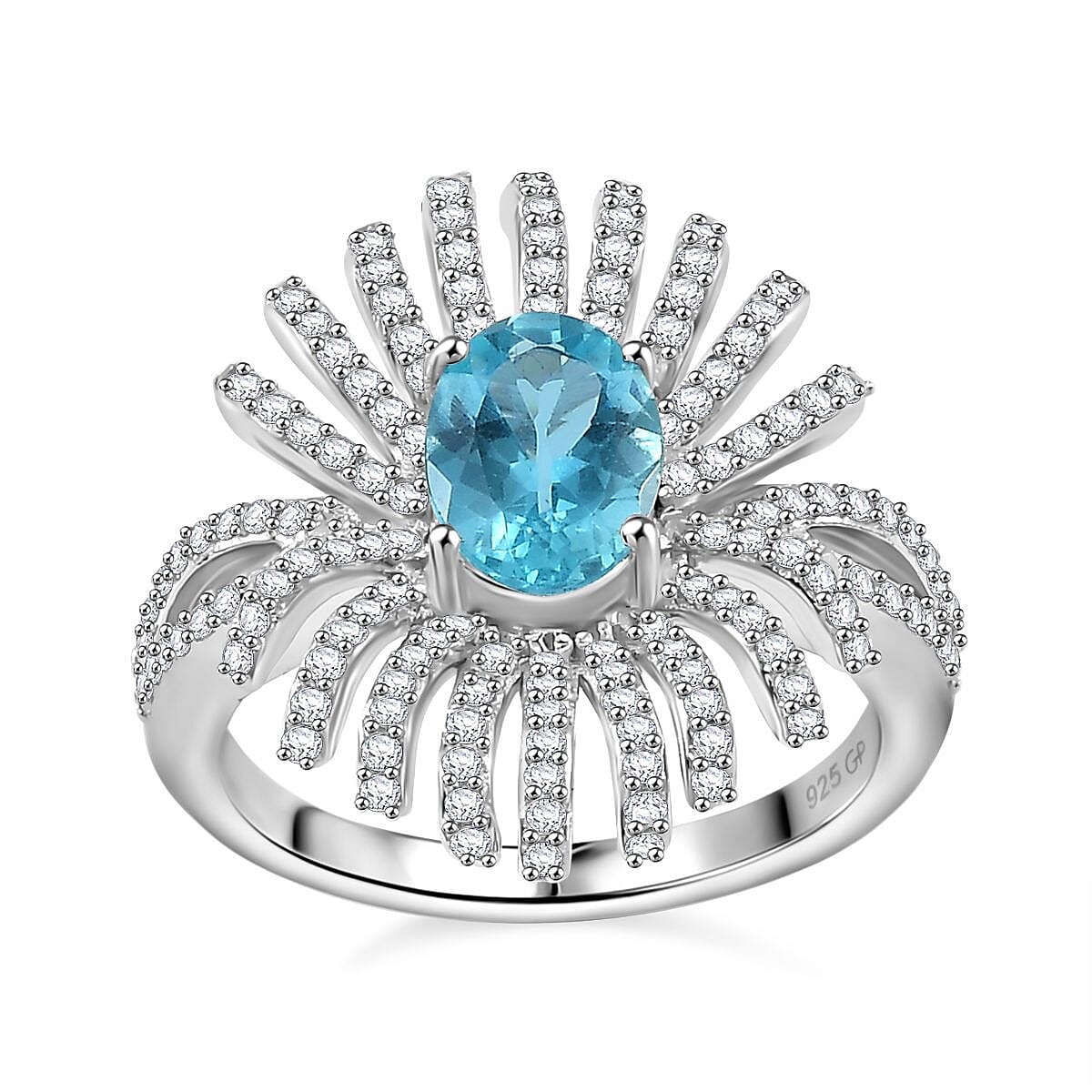 GP Apatite, Multi Gemstone Ring in Rhodium Over Sterling Silver (Size 10.0) 2.35 ctw