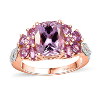 Premium Martha Rocha Kunzite, Multi Gemstone Cherry Blossom Ring in 18K Vermeil RG Over Sterling Silver (Size 6.0) 5.60 ctw