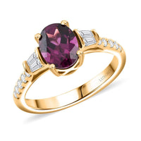 Certified & Appraised Luxoro AAA Radiant Ember Garnet and G-H I2 Diamond 1.75 ctw Ring in 10K Yellow Gold