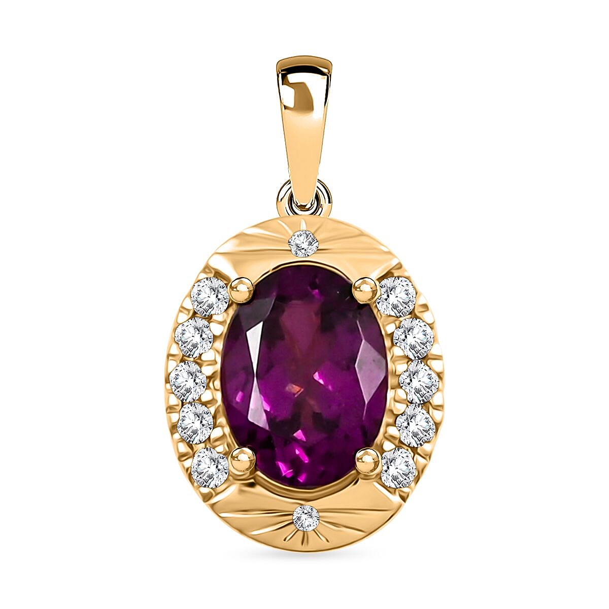Luxoro AAA Radiant Ember Garnet and G-H I2 Diamond 1.60 ctw Pendant without Chain in 10K Yellow Gold