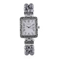 Terahertz Japanese Movement Stretch Bracelet Square Shape Watch in Silvertone 30.00 ctw - Sticky add to cart bar