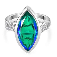 Peacock Triplet Quartz and White Zircon Ring in Rhodium Over Sterling Silver (Size 6.5) 9.27 ctw