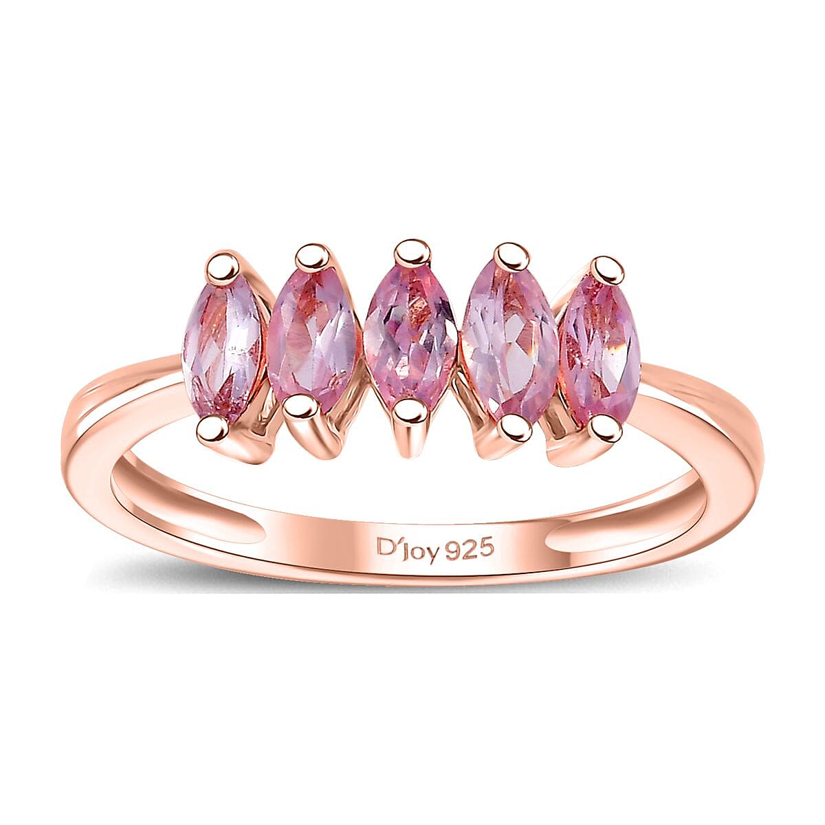 Narsipatnam Pink Spinel 5 Stone Ring in 18K Vermeil RG Over Sterling Silver (Size 8.0) 0.75 Carat Total Weight