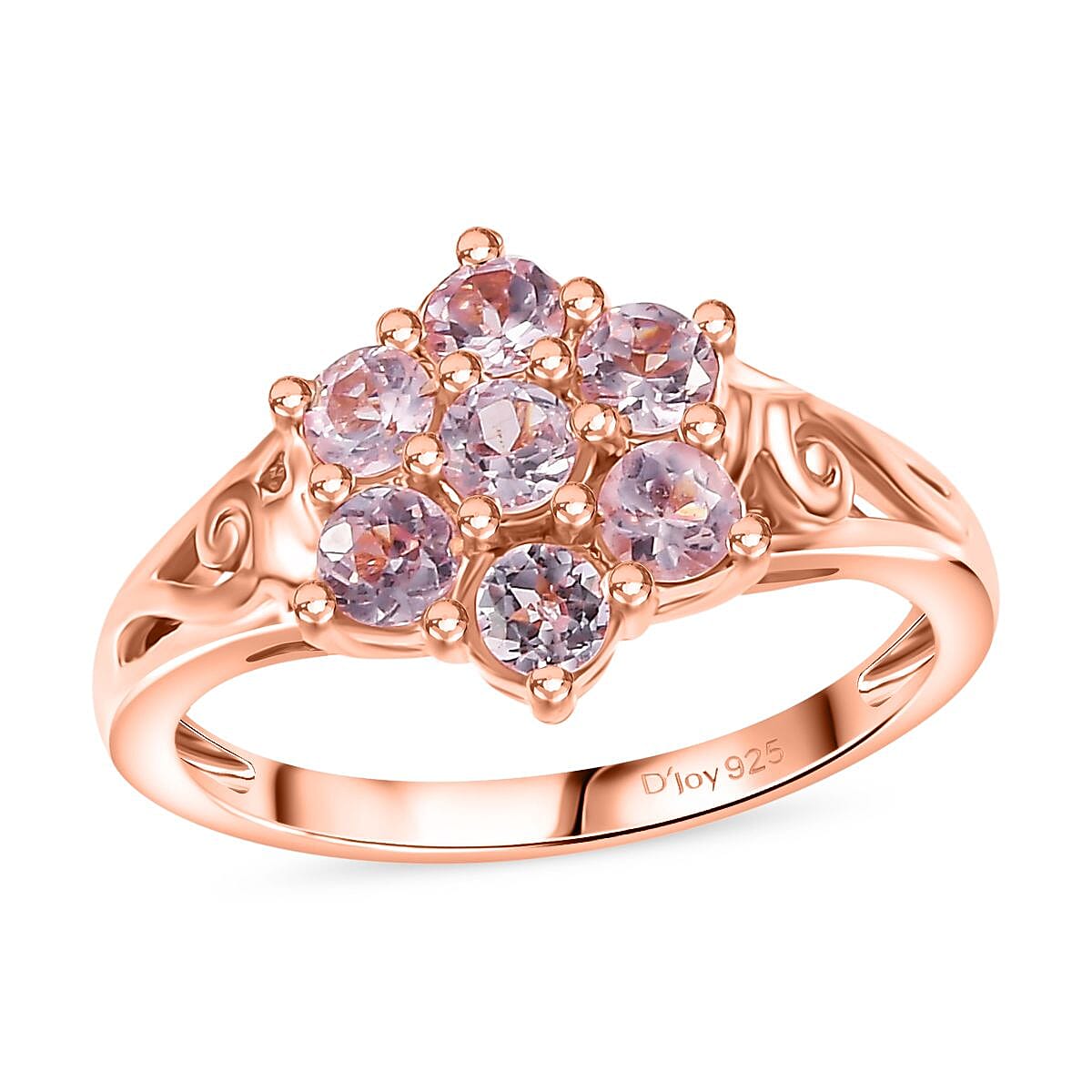 Narsipatnam Pink Spinel Blossom Flower Ring in 18K Vermeil RG Over Sterling Silver (Size 10.0) 1.35 ctw