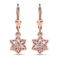 D'Joy Narsipatnam Pink Spinel 0.90 ctw Blossom Flower Earrings in 18K Vermeil Rose Gold Over Sterling Silver
