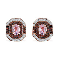 D'Joy Narsipatnam Pink Spinel, Brown and White Zircon Art Deco 0.85 ctw Earrings in 18K Vermeil Rose Gold Over Sterling Silver