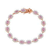 Premium Narsipatnam Pink Spinel, White Zircon Sunburst Bracelet in 18K Vermeil RG Over Sterling Silver (7.25 In) 8.70 ctw