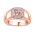 Narsipatnam Pink Spinel, White Zircon Men's Ring in 18K Vermeil RG Over Sterling Silver (Size 10.0) 0.75 Carat Total Weight - Sticky add to cart bar