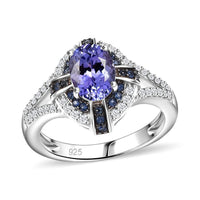 Tanzanite and Multi Gemstone 1.90 ctw Ring in Rhodium Over Sterling Silver (Size 10.0)