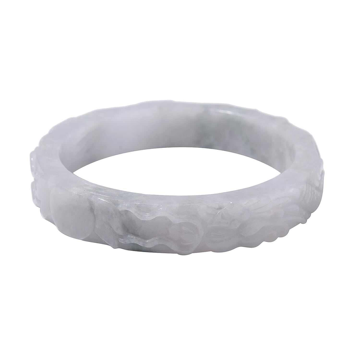 TLV Natural Jade Carved Dragon Bangle Bracelet (7.00 In) 290.00 ctw