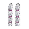 TLV Moissanite (Rnd 5mm), Madagascar Blue Sapphire Hoop Earrings in Rhodium Over Sterling Silver 5.75 ctw - Sticky add to cart bar