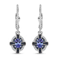 Tanzanite and Multi Genstone 1.40 ctw Lever Back Earring in Rhodium Over Sterling Silver - Sticky add to cart bar
