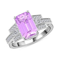 Certified & Appraised Rhapsody AAAA Patroke Kunzite and E-F VS Diamond 6.00 ctw Ring in 950 Platinum (Size 7.0) 7.85 Grams - Sticky add to cart bar