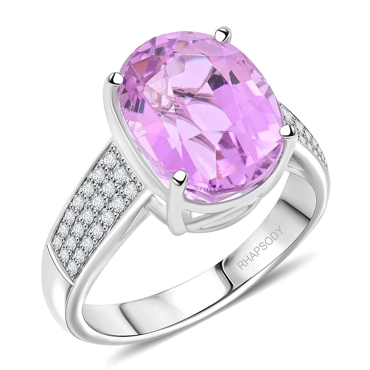 Certified & Appraised Rhapsody AAAA Patroke Kunzite and E-F VS Diamond 7.00 ctw Ring in 950 Platinum (Size 10.0) 8.25 Grams