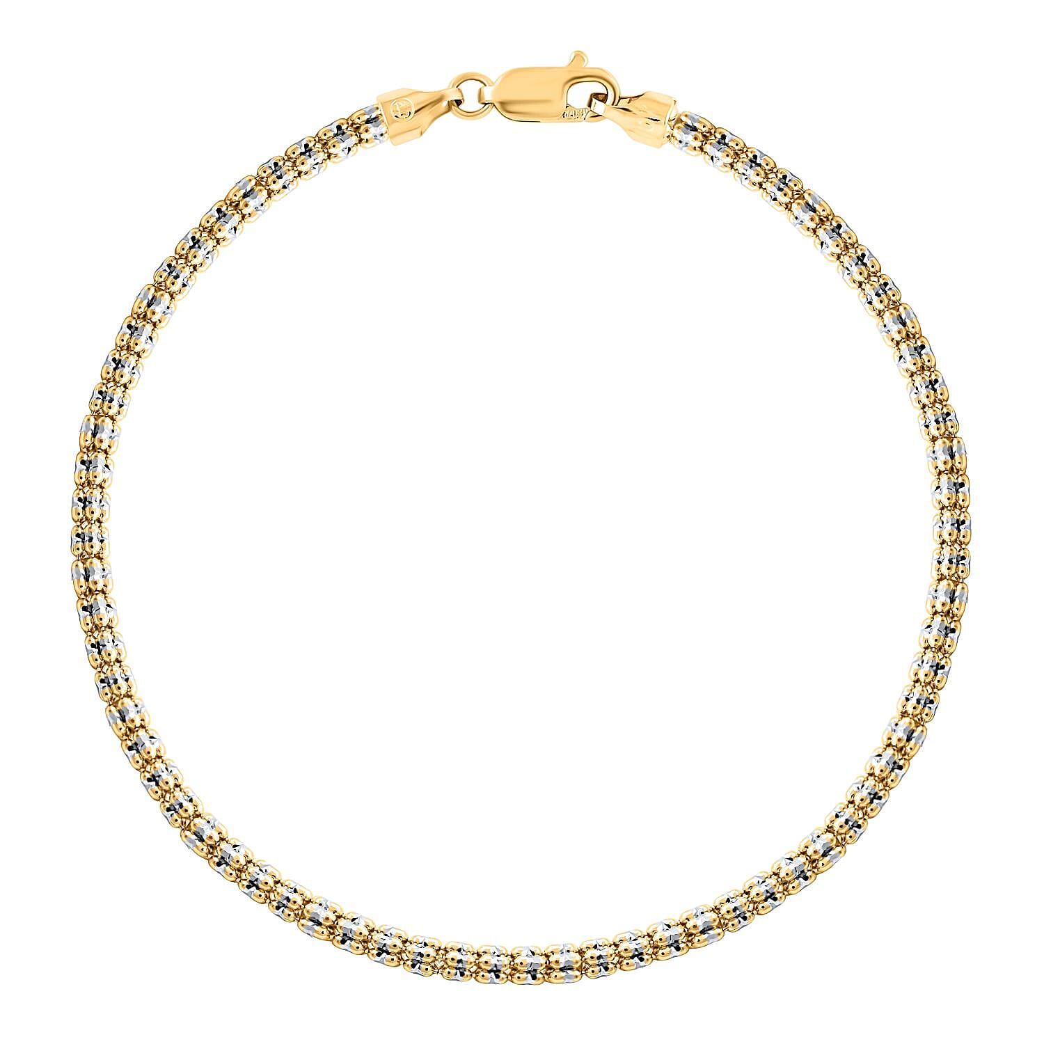 3mm Ice Chain Bracelet in 10K Yellow and White Gold (9.00 In) 7.30 Grams