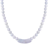 Natural Jade 400.00 ctw Beaded Necklace with Carved Bar in Rhodium Over Sterling Silver 20 Inches
