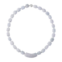 Natural Jade 410.00 ctw Beaded Necklace with Carved Bar in Rhodium Over Sterling Silver 20 Inches