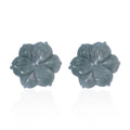Natural Olmec Jadeite 25.00 ctw Carved Flower Earrings in Rhodium Over Sterling Silver - Sticky add to cart bar