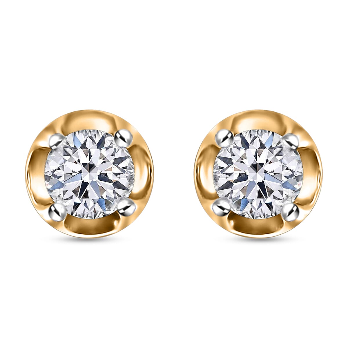 Luxuriant Lab Grown Diamond Stud Earrings in 18K YG Over Sterling Silver 0.20 ctw