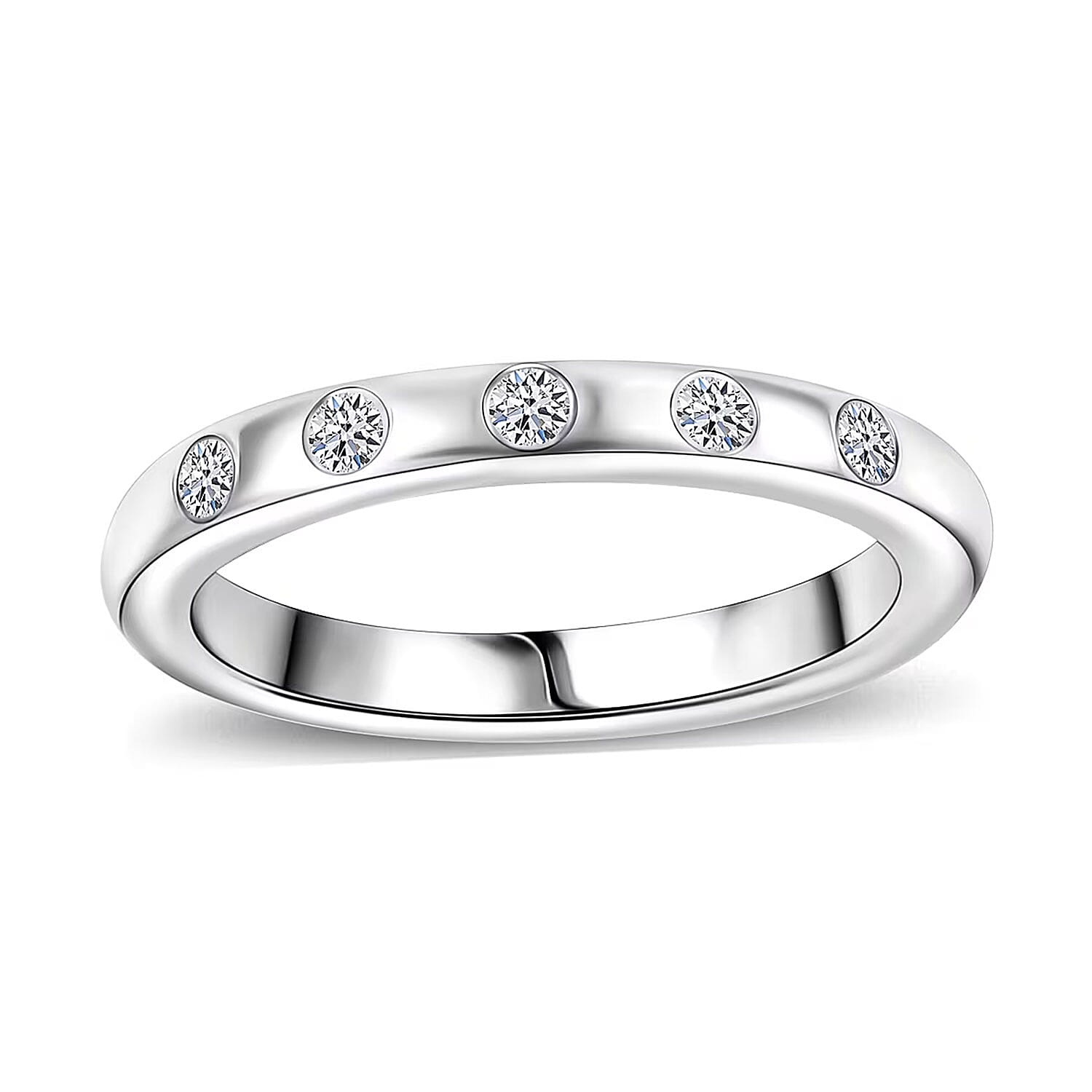 Luxuriant Lab Grown Diamond G-H SI 0.15 ctw Ring in Rhodium Over Sterling Silver (Size 10.0)