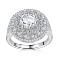 TLV Moissanite (Rnd 8mm) Ring in Rhodium Over Sterling Silver (Size 7.0) 2.50 ctw - Sticky add to cart bar