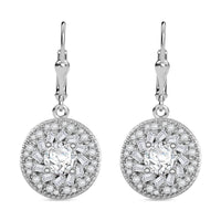 TLV Pink Moissanite (Rnd 6mm), White Moissanite Lever Back Earrings in Rhodium Over Sterling Silver 2.60 ctw