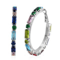 Doorbuster Simulated Multi Color Diamond Hoop Earrings in Silvertone 5.00 ctw - Sticky add to cart bar