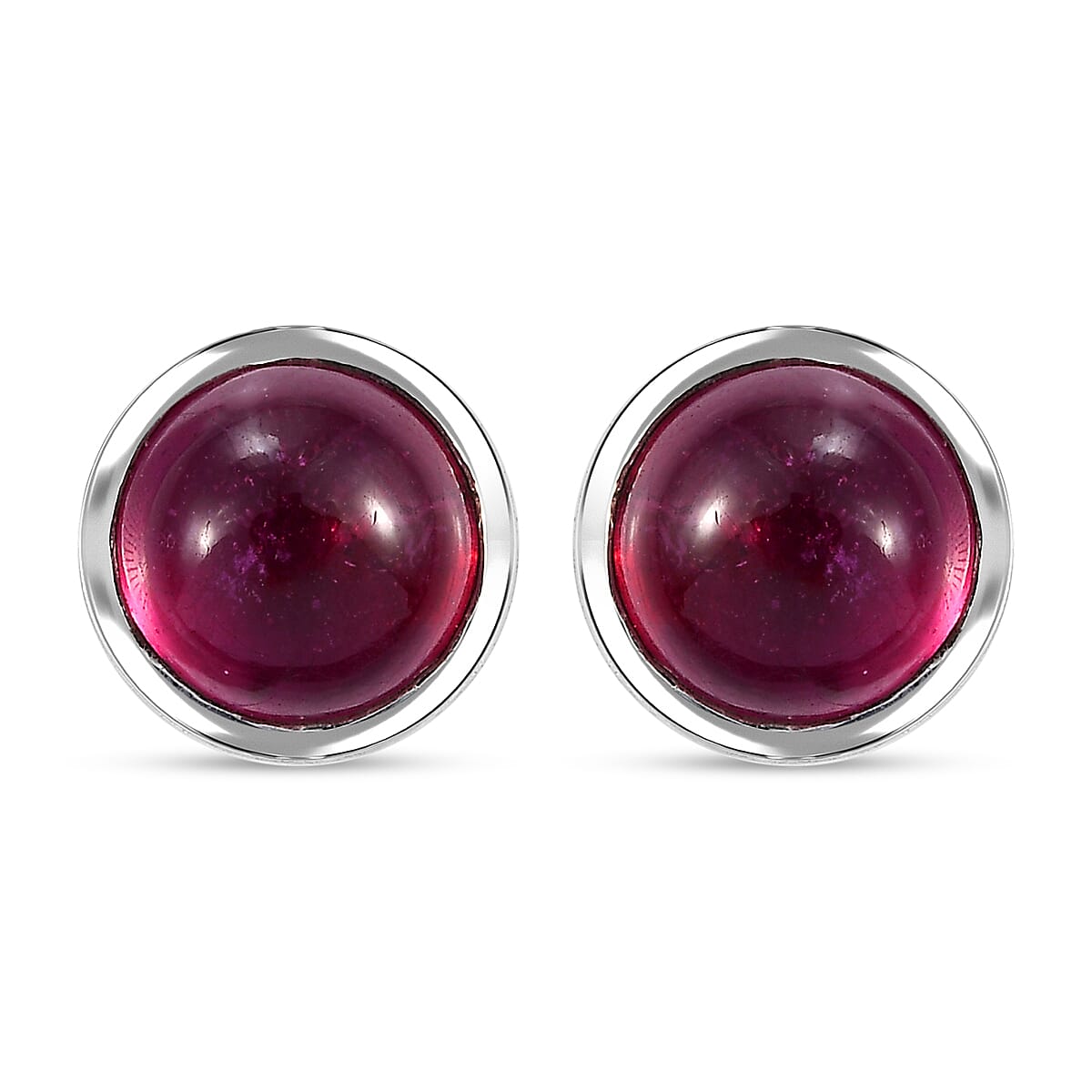 Niassa Ruby (FF) 3.20 ctw Solitaire Stud Earrings in Rhodium Over Sterling Silver