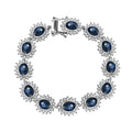 Blue Star Sapphire (DF) and White Zircon 31.40 ctw Bracelet in Rhodium Over Sterling Silver (7.25 In) - Sticky add to cart bar