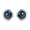 D'Joy Blue Star Sapphire (DF) 1.85 ctw Solitaire Stud Earrings in Rhodium Over Sterling Silver - Sticky add to cart bar