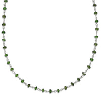 Chrome Diopside Beaded 22.00 ctw Necklace 20 Inches in Rhodium Over Sterling Silver