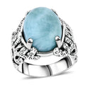 Bali Legacy Natural Green Larimar Ocean Plant Ring in Sterling Silver (Size 10.0) 11.00 ctw - Sticky add to cart bar