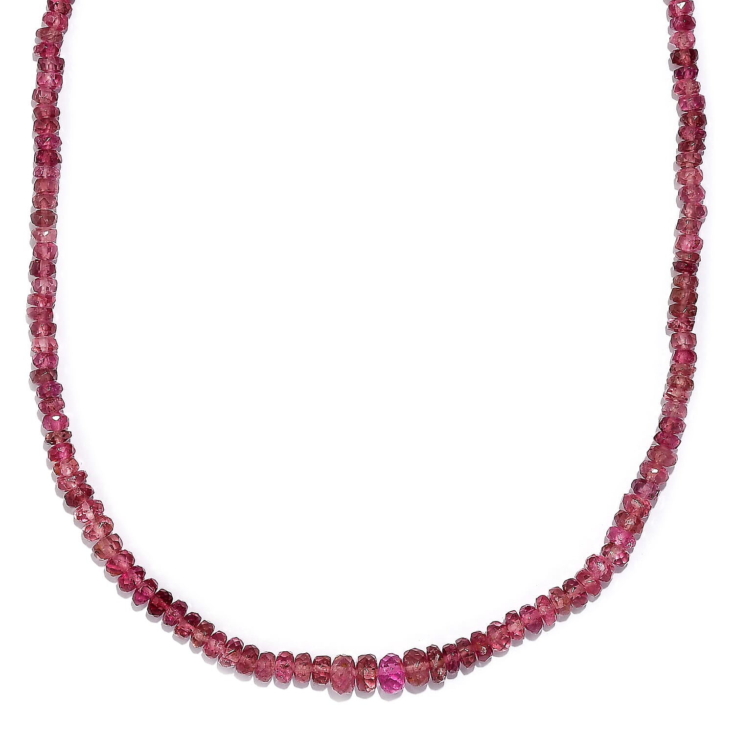 Madagascar Pink Sapphire Beaded 39.00 ctw Necklace 18 Inches in Rhodium Over Sterling Silver