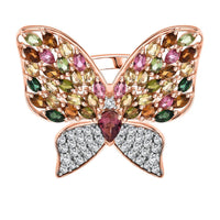 GP Multi Tourmaline and White Zircon Ring in 18K Vermeil RG Over Sterling Silver (Size 9) 5.22 ctw