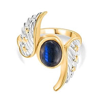 Larimar and Kanchanaburi Blue Sapphire Ring in 14K YG Over Sterling Silver (Size 11.5) 2.28 ctw