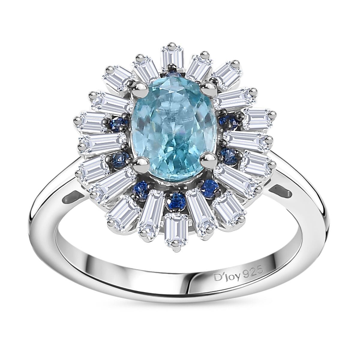 Premium Cambodian Blue Zircon and Multi Gemstone 2.65 ctw Floral Ring in Rhodium Over Sterling Silver (Size 10.0)