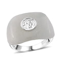 D'Joy Green Jade (D) 30.90 ctw Fu Happiness Mens Ring in Vermeil YG and Rhodium Over Sterling Silver (Size 9.0) - Sticky add to cart bar