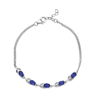 Tanzanite Color Quartz 3.00 ctw Fancy Bracelet in Rhodium Over Sterling Silver (7.5 In) (5.11 g)