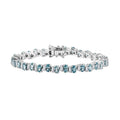 Premium Cambodian Blue Zircon, Moissanite Bracelet in Rhodium Over Sterling Silver (6.50 In) 14.85 ctw - Sticky add to cart bar