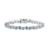 Premium Cambodian Blue Zircon, Moissanite Bracelet in Rhodium Over Sterling Silver (6.50 In) 14.85 ctw