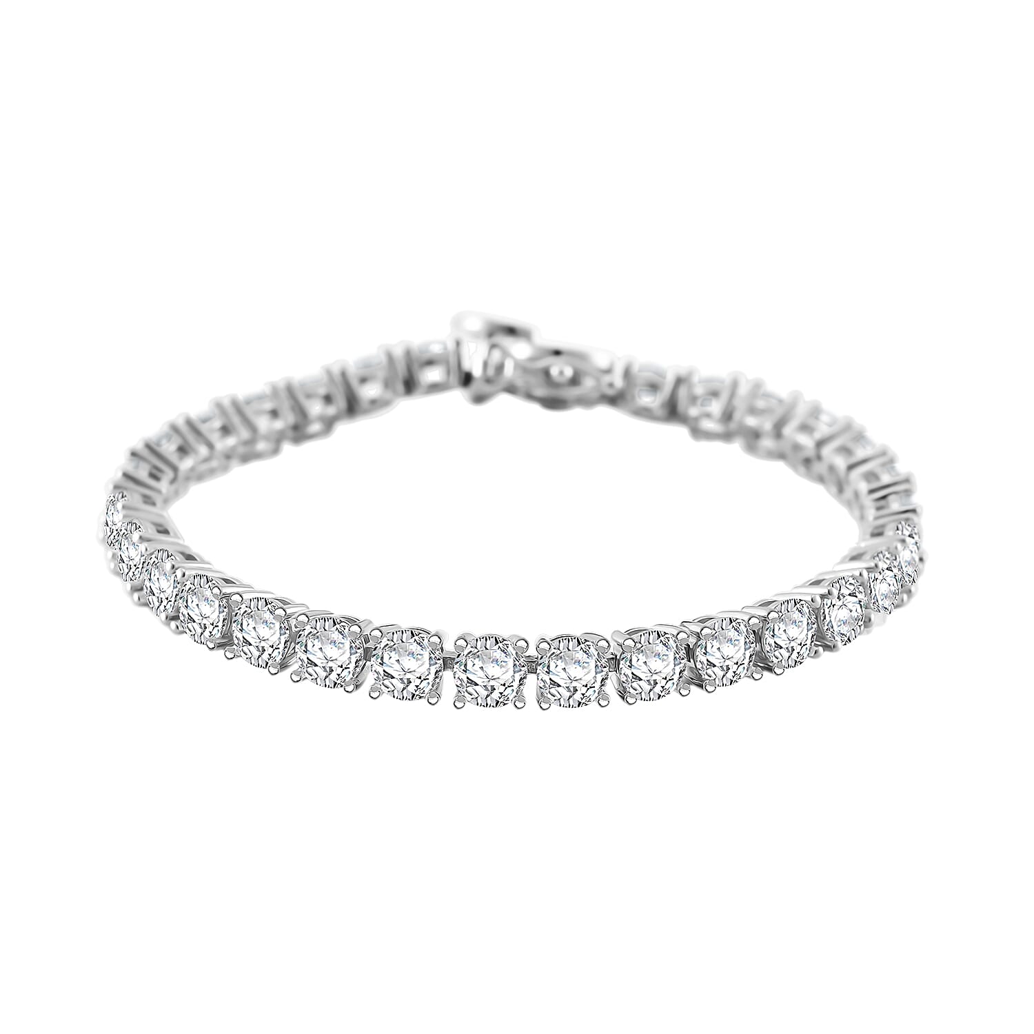 Doorbuster Moissanite and Yellow Sapphire 13.10 ctw Tennis Bracelet with Sun & Moon Lock in Rhodium Over Sterling Silver (6.50 In)