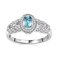 Cambodian Blue Zircon, Moissanite Fern Leaf Ring in Rhodium Over Sterling Silver (Size 10.0) 1.00 ctw - Sticky add to cart bar