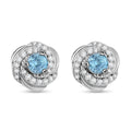 D'Joy Premium Cambodian Blue Zircon and White Zircon 1.25 ctw Love Knot Earrings in Rhodium Over Sterling Silver - Sticky add to cart bar
