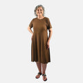 Fig Colour Short-Sleeved Cozy, Comfy and Lazy Loungewear Dress - M - Sticky add to cart bar