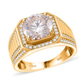 Doorbuster Moissanite (Rnd 11mm) Men's Ring in 18K Vermeil YG Over Sterling Silver (Size 10.0) 5.15 ctw - Sticky add to cart bar