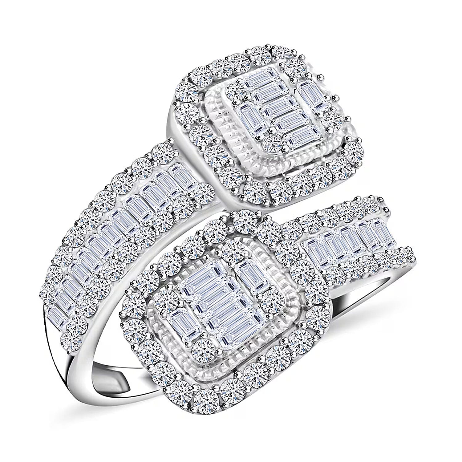 Luxuriant Lab Grown Diamond 1.00 ctw Love Couple Ring in Sterling Silver