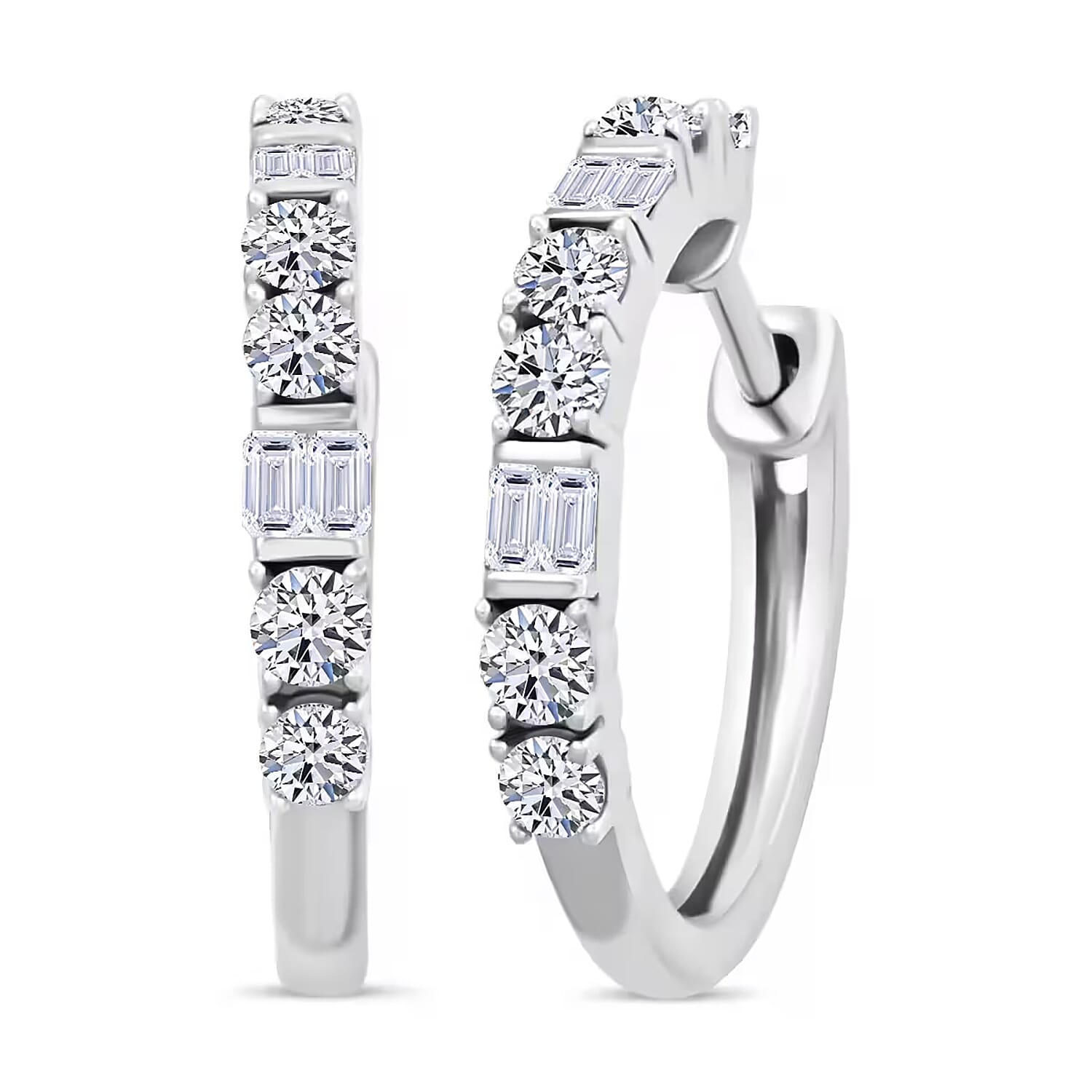 Luxuriant Lab Grown Diamond Hoop Earrings in Sterling Silver 1.00 ctw